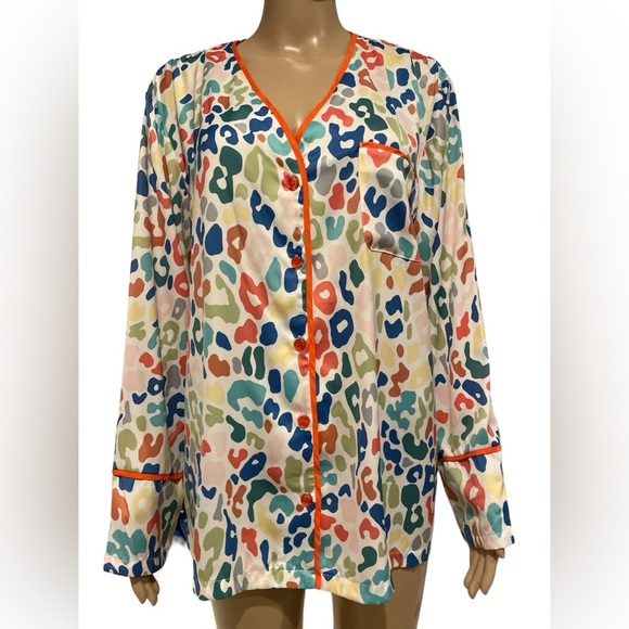 Summersalt The Cloud 9 Silk Pajama top in Rainbow Zebra size L - Picture 3 of 5